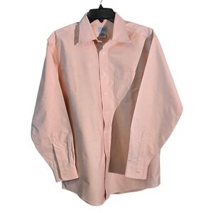 LL Bean Men's Pink Button Up Dress Shirt Wrinkle Resistant Size 15 1/2 - 33